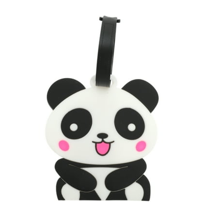 Unique Bargains 1 Pc Cartoon Animal Luggage Tag for Travelling Black White Soft Rubber