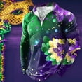 thumbnail image 2 of CONZONE Carnival Men's T-Shirts Short Sleeve Mardi Gras T Shirts for Men Casual Crew Neck Fashion Graphic Lightweight Tees Soft Cozy Half Zip Tops, 2 of 4