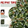 thumbnail image 4 of 8FT Christmas Tree with 600 Warm White LED Lights  2850 Snow-Tipped PE+PVC Branches, Red Berries & Pine Cones, Hinged Design, Stable Metal Stand  Realistic Holiday Decoration, 4 of 18