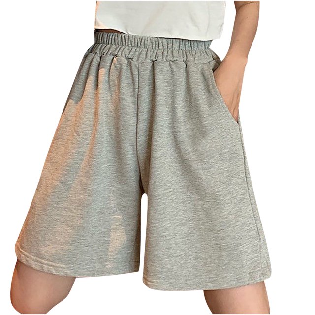 Regalos para Navidad Bidobibo - Bermudas largas de algodón para mujer con bolsillos, para hacer ejercicio en verano, para caminar y hacer ejercicio.