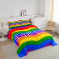 thumbnail image 3 of Erosebridal Rainbow Wave Stripe Bedding Twin Comforter Set, Be-Yourself Print Down Comforter, Reversible 2 Pieces, 3 of 7