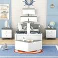 thumbnail image 2 of 3-Piece Bedroom Set, Modern Twin Size Boat-Shaped Platform Bed Frame with Trundle and Two Nightstands, Playhouse Twin Bed Frame Set for Kids, Boys, Girls, Bedroom, Gray, 2 of 6
