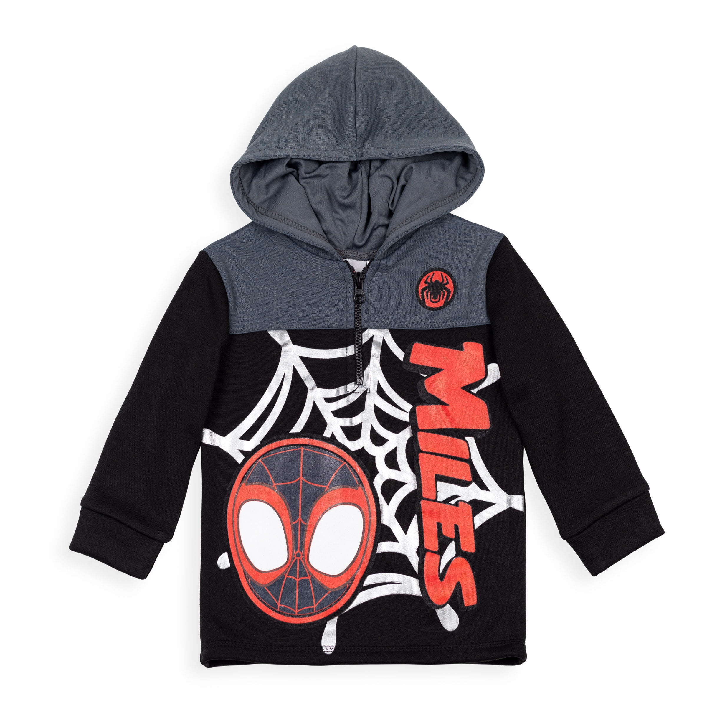 new boys Marvel Spiderman warm fleece gray color hoodie size 4T 