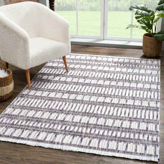 United Weavers Keya Naaz Modern Geometric Runner Rug, Smoke, 2'7" x 7'2"