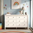 thumbnail image 6 of Vivienne Walker Edison Easy Assembly Solid Wood Spindle 6-Drawer Dresser - White, 6 of 14