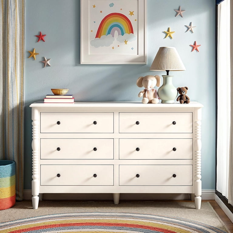Vivienne Walker Edison Easy Assembly Solid Wood Spindle 6-Drawer