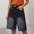 thumbnail image 3 of Hienoo Women's Denim Bermuda Shorts High Waist Straight-Leg Jean Shorts, Sizes S-XL, 3 of 8
