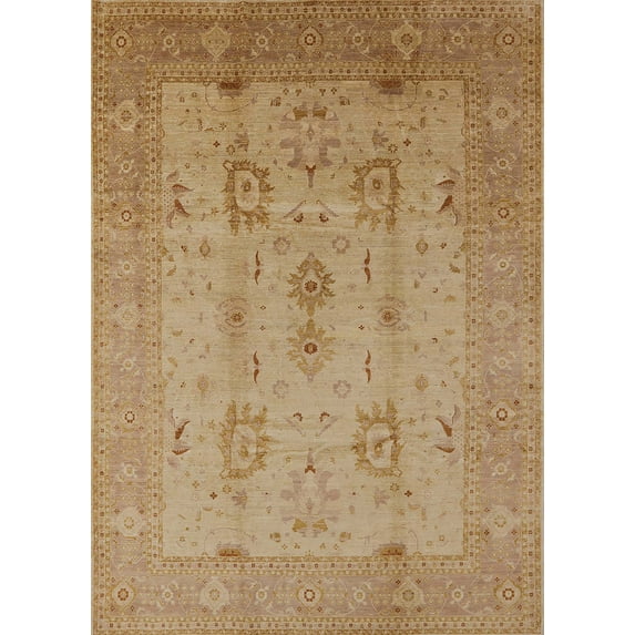 Ahgly Company Indoor Rectangle Mid-Century Modern Brown Sand Brown Oriental Area Rugs, 8' x 10'