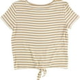 thumbnail image 2 of American Eagle Womens Striped Tie-Front Basic T-Shirt, Beige, Small, 2 of 2