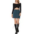 thumbnail image 2 of INSPIRE CHIC Women's Skirt Corduroy High Waist Button Decor A Line Mini Skirt XL Dusty Blue, 2 of 6
