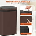 thumbnail image 4 of Dkelincs Automatic 13 Gallon Kitchen Can Stainless Steel Touch Free Trash Can with Lid Waste Bin for Kitchen Bathroom Bedroom Office, Brown, 4 of 7