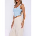 thumbnail image 5 of Women'S Sleeveless Square Neck Tank Top Double Layer Basic Crop Tops Summer Workout Casual Tops XS, 5 of 7