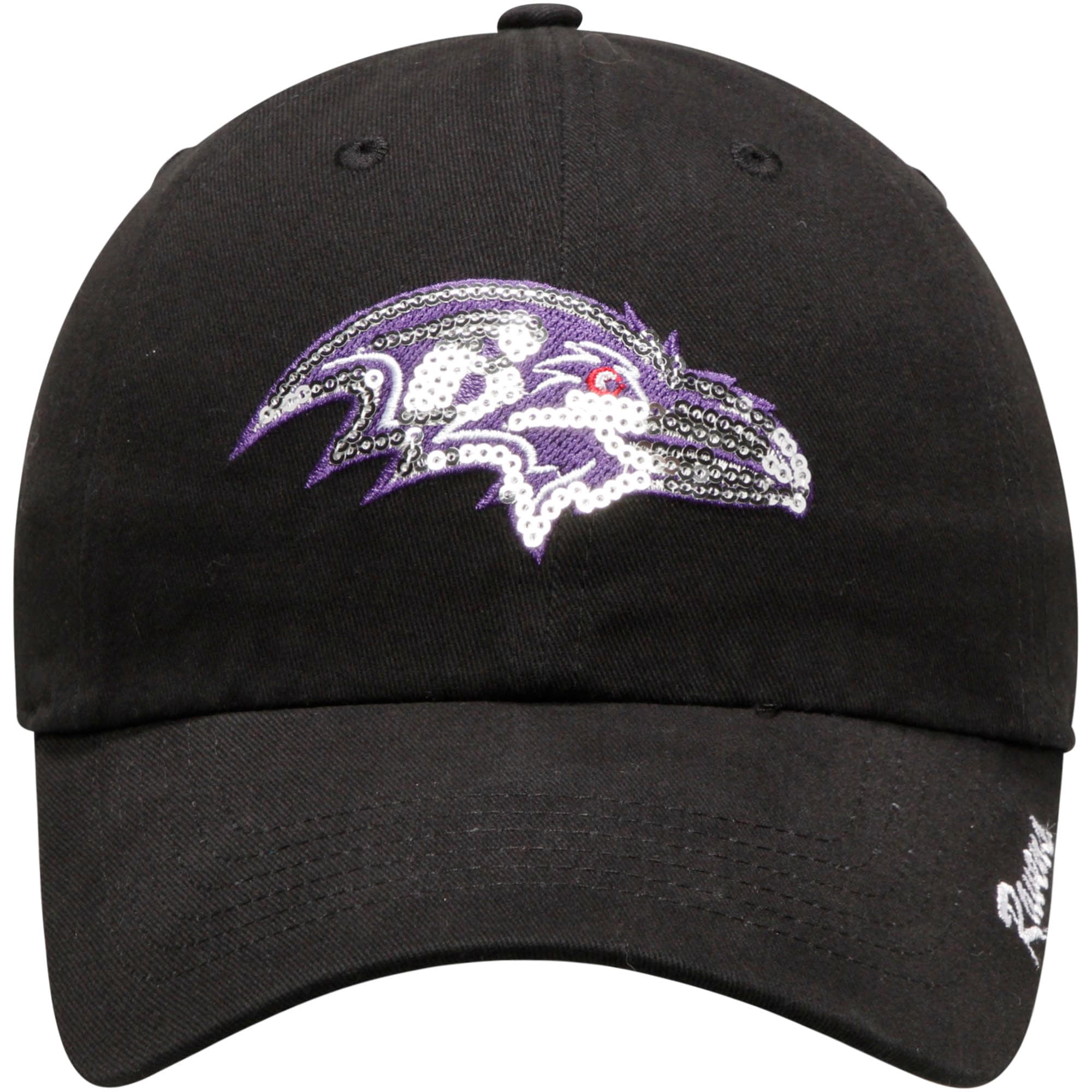 Women's Black Baltimore Ravens Team Color Sparkle Adjustable Hat - OSFA