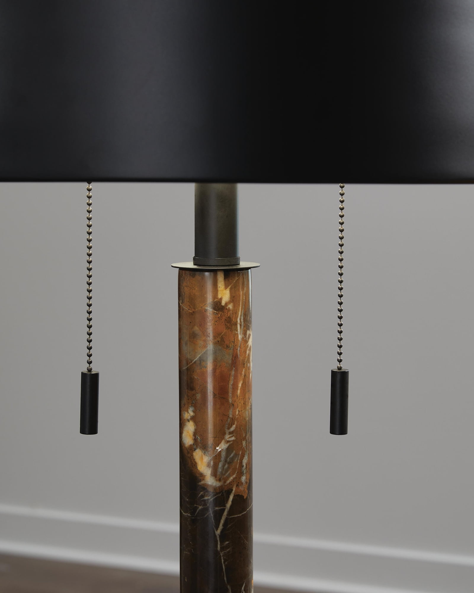 Signature Design by Ashley Alanbert Metal Table Lamp, Brown Marble & Black Metal, Dome Shade, 22" Tall