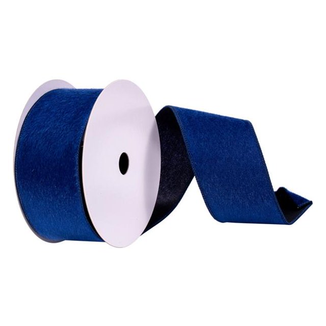 Vickerman Q215013 2.5 in. x 10 Yards Midnight Blue Fur Felt Ribbon