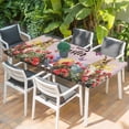 thumbnail image 2 of Spring Easter Bunny Table Cloths for 6 Foot Rectangle Tables, Pink Wooden Red Floral Easter Eggs Patio Waterproof Elastic Fitted Tablecloths, Washable Rectangular Table Cover for Camping, 2 of 8
