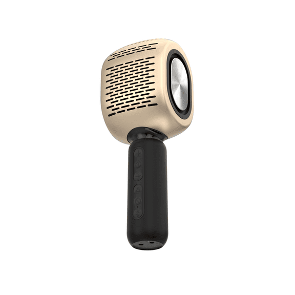 L998 Wireless Karaoke Microphone with Bluetooth 5.0, DSP Sound Card & Voice Changer, Dual Magnetic Diaphragm Speakers, ABS Lightweight Design, 10m Range, 4H Battery – Silver/Gold for Home KTV, Duet