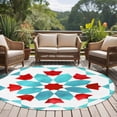 thumbnail image 4 of Round Rugs 5Ft, Boho Geometric Round Area Rug Washable Indoor Throw Carpet, Turquoise Red Ethnic Tribal Abstract Pattern Soft Non Slip Circle Rug for Cabinet Bathroom Home Decor Aesthetic, 4 of 8