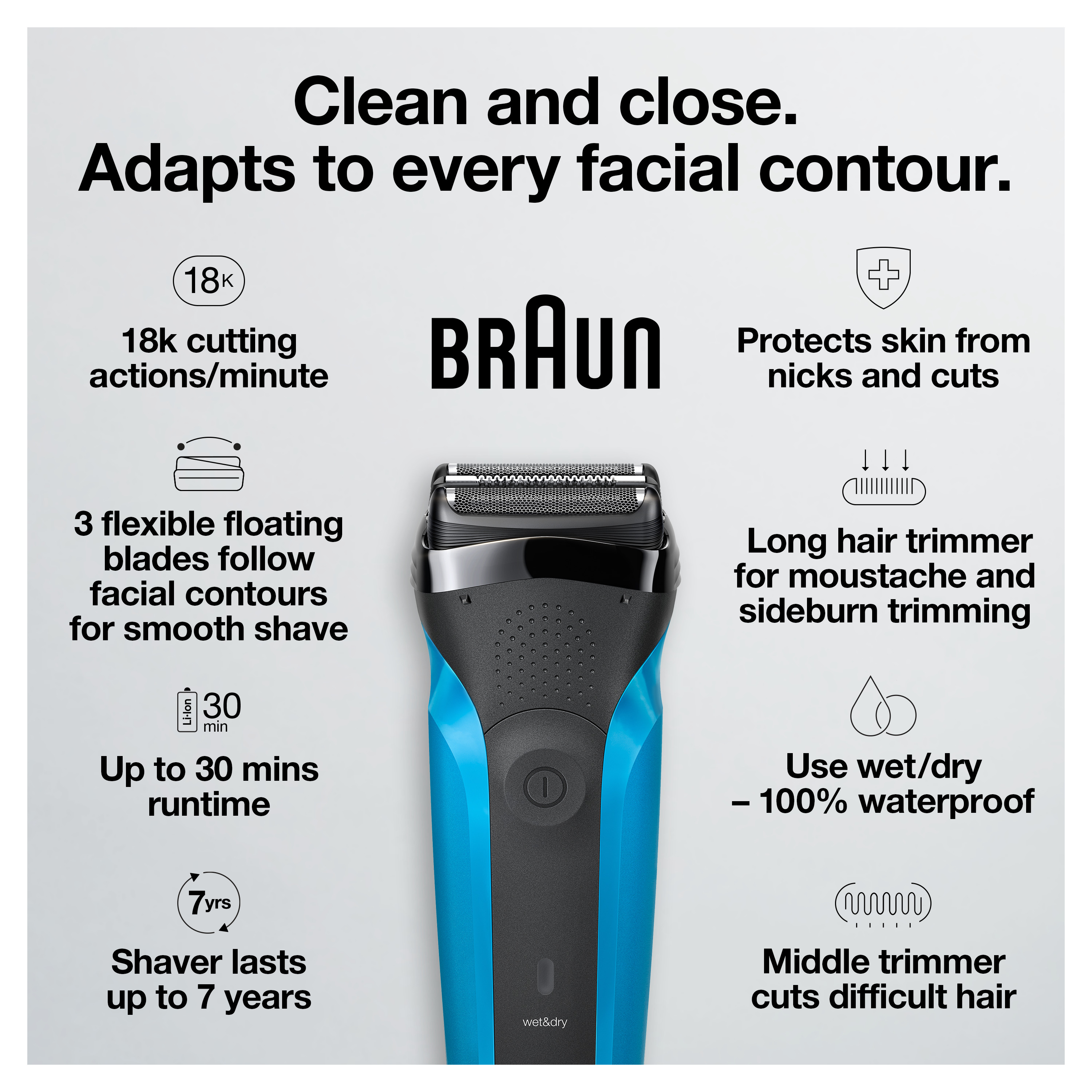 Braun Series 3 310s Rechargeable Wet Dry Men's Electric Shaver - image 4 of 13