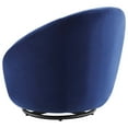 thumbnail image 5 of Armchair Swivel Accent Chair, Black Blue Navy, Velvet, Modern Contemporary, Living Lounge Cafe Room Hotel Lobby Hospitality, 5 of 7