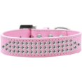 thumbnail image 1 of Three Row Clear Crystal Dog Collar Light Pink Size 16, 1 of 1