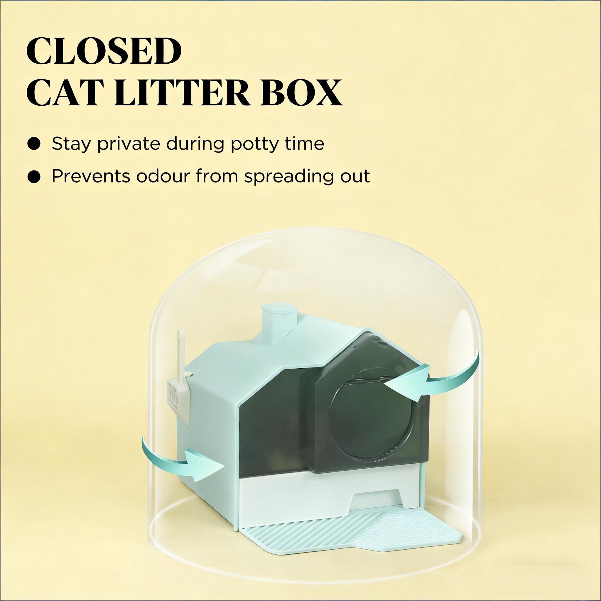 Hooded Cat Litter Box, Fully Enclosed Cat Litter Box with Drawer Tray, Odor Control with Deodorizers, Includes Scoop & Mat, House Style Litter Box for Indoor Cats