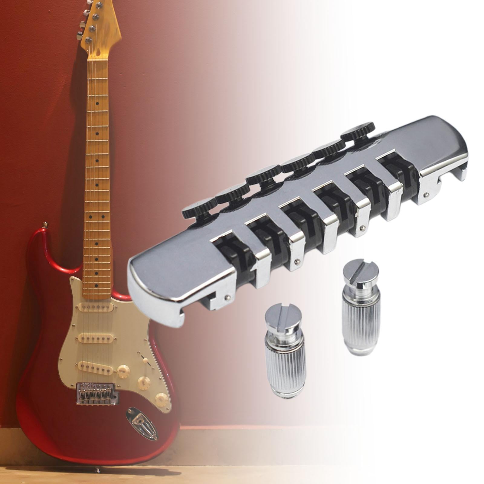 LeeQinersw Electric Guitar Bridge, Guitar Parts, Heavy Duty Metal Bridge, Tailpiece, Guitar Argent