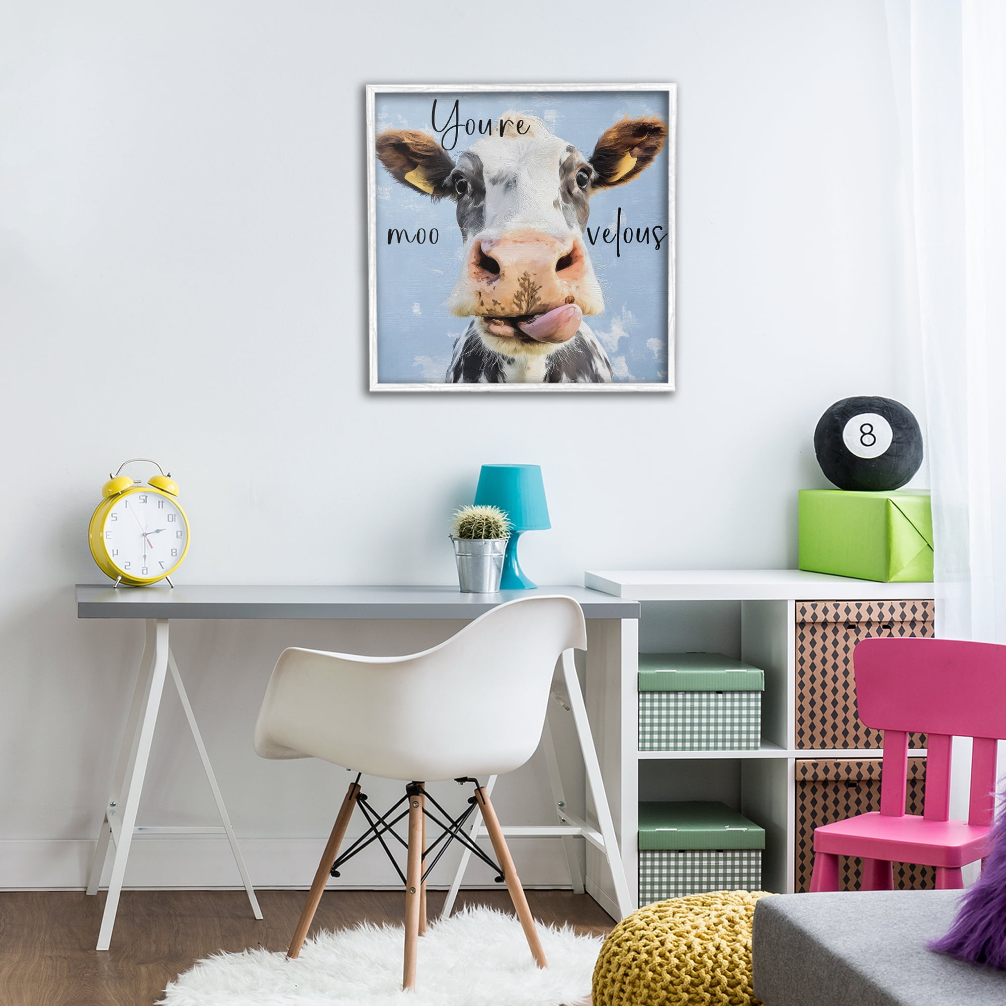 Stupell Industries You're Moo-velous Cow White Framed Giclee Art, design by Kim Curinga