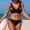 Black, variant on Womens Bikini Set 2026 Two Piece Swimsuit Modest Bathing Suit Print Hollow V Neck Top String Mid Rise Bottom