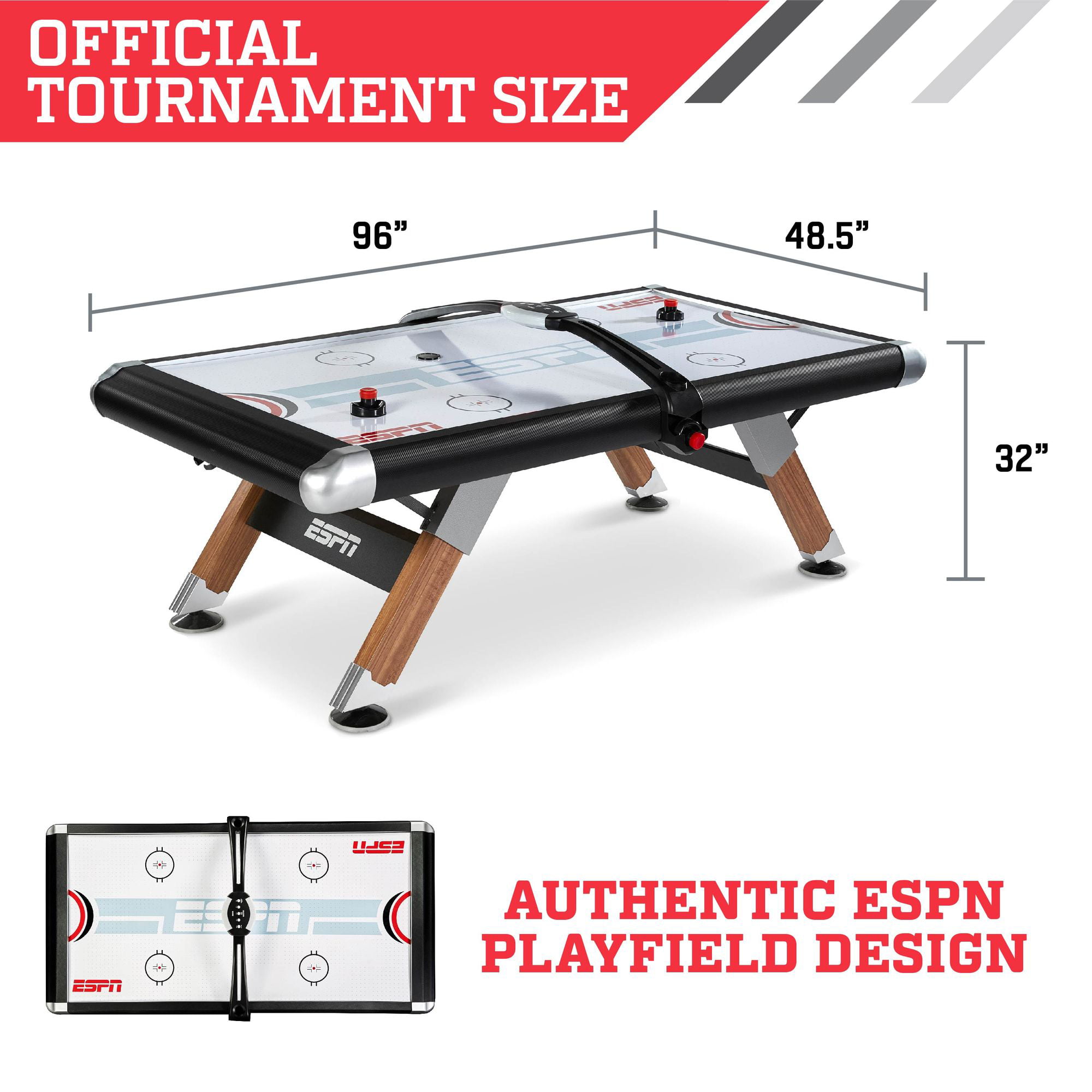 ESPN Air Hockey Table with Overhead Electronic Scorer and Table Cover Family Indoor Game 8 Ft. 
