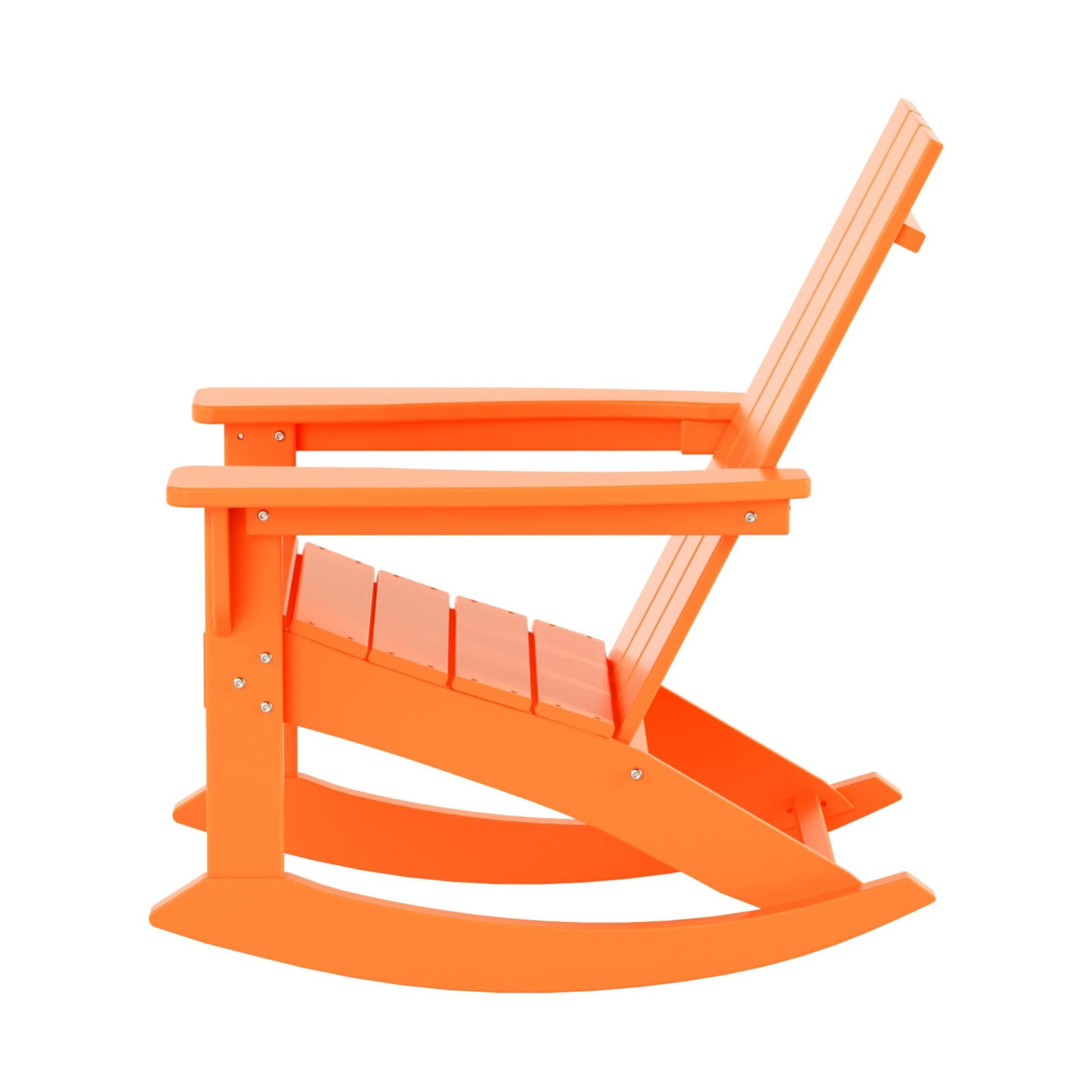 GARDEN Set of 4 Modern Plastic Outdoor Rocking Chairs for Patio Porch, Orange