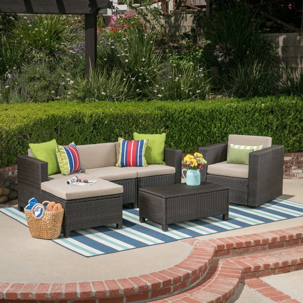 Christopher Knight Home Puerta Outdoor 4 Seater L Shaped Sofa Set With Cushions By Com Christopher Knight Home Puerta Outdoor, Christopher Knight Puerta Outdoor Furniture