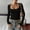 Black, variant on Vinsonshop Long Sleeve Ruched Shirts for Women Square Neck Slim Fit Y2k Going Out Tops Bodycon Tee Hot Pink L