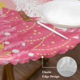 thumbnail image 3 of Pink Christmas Tree Round Tablecloth, Fitted Table Cover with Elastic for 45"-54" Round Tables, Pink Xmas Tree Snowflake Luxury Table Cloth Outdoor Indoor Dinning Party Waterproof Tablecloths, 3 of 7
