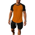 thumbnail image 2 of Maqroz Workout Sets for Men Summer 2-Piece Color Block Tracksuit Set Short Sleeve Athletic Tee and Shorts Sportswear Casual Running Jogging Training Outfit Breathable Quick Dry Active Wear, 2 of 7