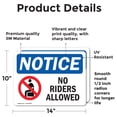 thumbnail image 2 of (2 Pack) No Riders Allowed Sign With Symbol OSHA Notice Sign 14 Inch X 10 Inch Vinyl Label Decal Sticker Weather Resistant, UV Protected for Workplace, Business, and Construction Site,, 2 of 7
