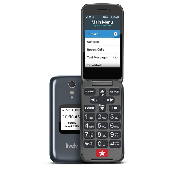 LIVELY Jitterbug Flip2 - Flip Cell Phone for Seniors - Not Compatible with Other Wireless Carriers - Must Be Activated Phone Plan - No SIM Needed - Flip2 Graphite