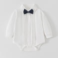 thumbnail image 3 of Enyan Baby Boys Gentleman Romper One-Piece Outfit Cotton Tuxedo Style with Snap Closure(White,18-24 Months), 3 of 6