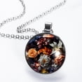 thumbnail image 2 of Fragmented Flowers Glass Design Circular Pendant Necklace - Stylish Jewelry for Women, 2 of 5