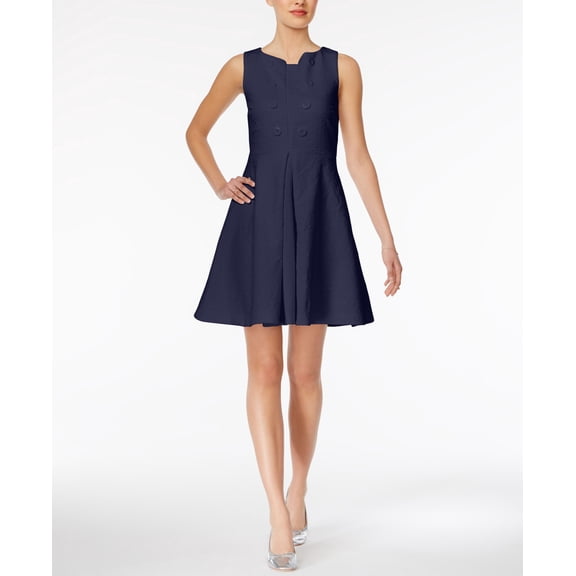 Maison Jules Embellished Jacquard Fit Flare Dress Blu Notte 2XL