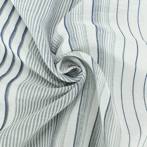 Navy/White Cotton Stripe Voile, Fabric By the Yard