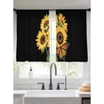 thumbnail image 2 of Yellow Sunflowers Sheer Curtains 45 Inch Length 2 Panels Set Window Treatments, Farmhouse Floral Leaves Butterfly Black Rod Pocket Semi Curtains for Living Room/Bedroom/Kitchen Décor, 104"W x 45"L, 2 of 7