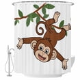 thumbnail image 2 of Brown Cute Monkey Waterproof Fabric Shower Curtain,Playing Funny Animal on Branch Waterproof Fabric Shower Curtain for Bathroom Curtains Bathtubs Hotel Shower Curtains with 12 Hooks Extra Long 72x96, 2 of 8
