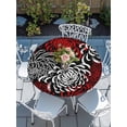 thumbnail image 6 of Red Grey Chrysanthemum Round Fitted Tablecloth with Elastic Edge, Waterproof Table Cloth Table Cover for 36"-44" Tables, Farmhouse Botanical Floral Modern Tablecloths for Dining Picnic Indoor Outdoor, 6 of 9