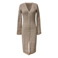 thumbnail image 3 of QHFBli Womens Long Cardigan Sweaters Oversized Bell Sleeve Open Front Button Down Casual Knit Fall Midi Dress, 3 of 4