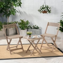 Foldable Wood Patio Bistro Set, 2 Ergonomic Chairs & Compact Table for Instant, Outdoor Ambiance, No Assembly Required, Weather-Resistant & Space-Saving Design