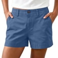 thumbnail image 2 of Cagogo Women Plus Size Mid Rise Shorts with Pockets Casual Regular Fit Solid Shorts Workout Lounge Beach Travel Bottoms, Blue 3XL, 2 of 8