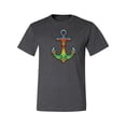 thumbnail image 2 of Trippy Mandala Nautical Colorful Mosaic Anchor | Mens Fashion Graphic T-Shirt, Heather Black, Large, 2 of 4