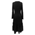 thumbnail image 6 of Women Gala Dresses Western Style Button Front Ruffle Detail Long Sleeve Maxi Dress Vintage Formal Party Evening Dress Black M, 6 of 6