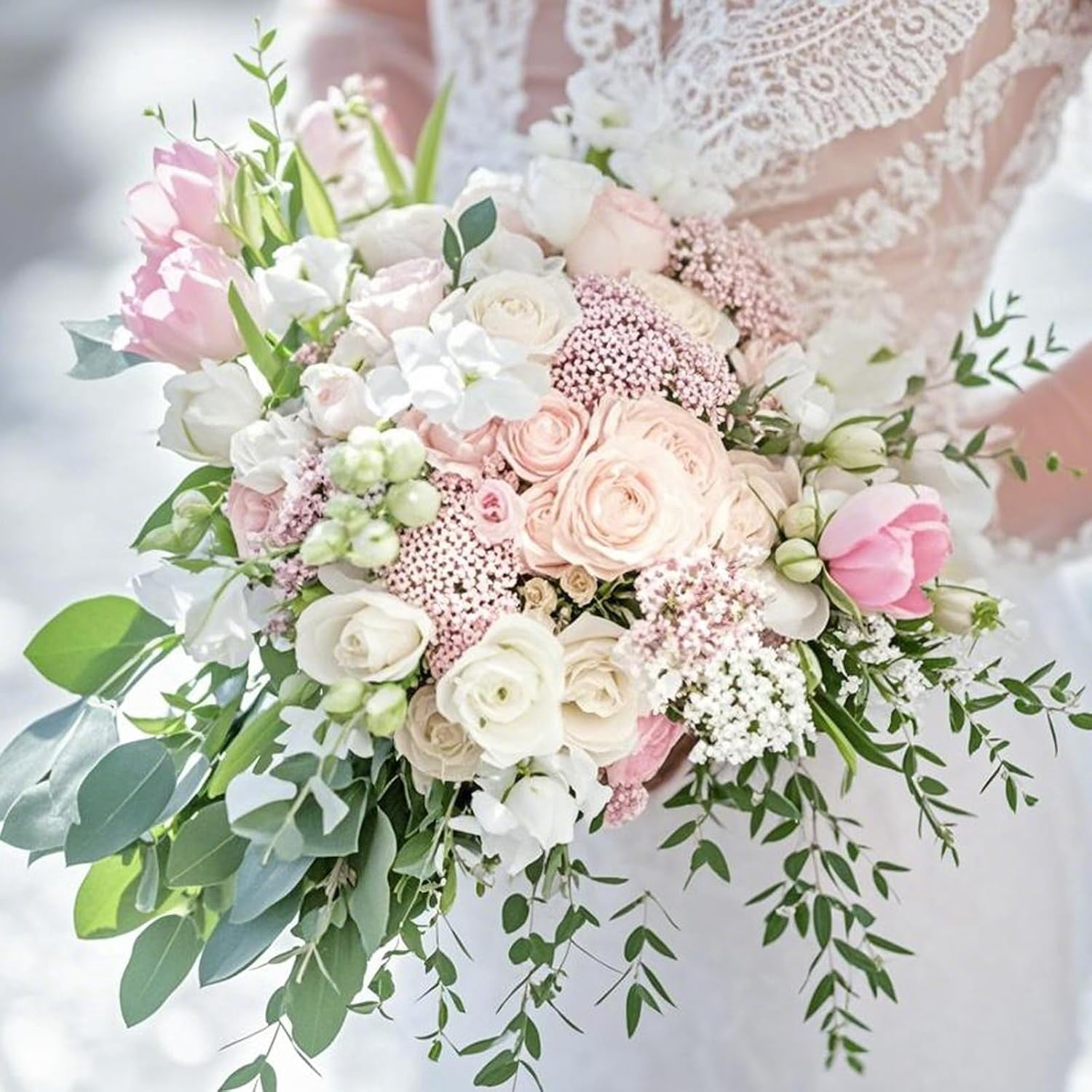 ABPETE 4 PCS Wedding Bouquet Holder, Bridal Bouquet Handle, Bouquet Handle with Flower Foam Plastic Floral Foam Holders for Bridal Bouquet Arrangement, green